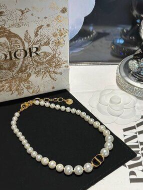 Dior Pearl CD Charm Necklace